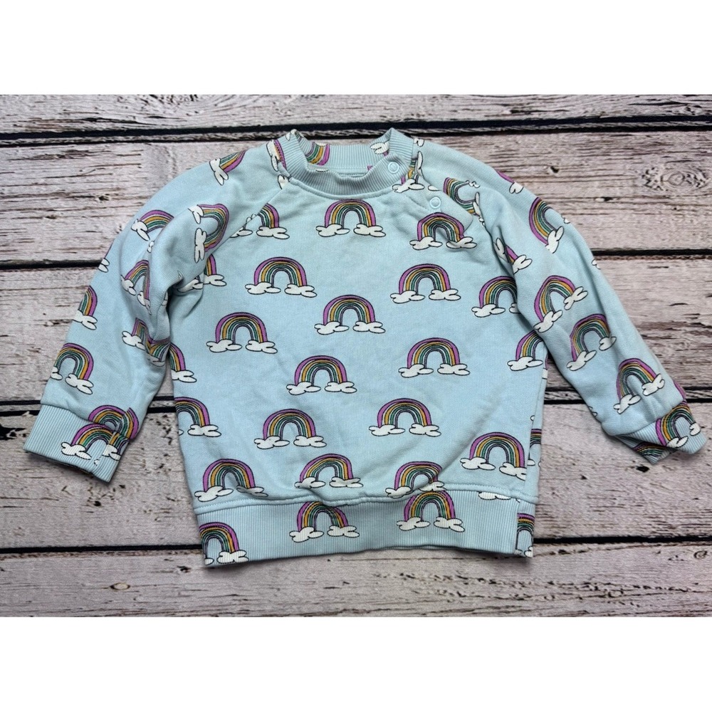 Hugo Loves Tiki Blue Crewneck L/S Sweatshirt ‎ Size 18-24m Rainbows Clouds